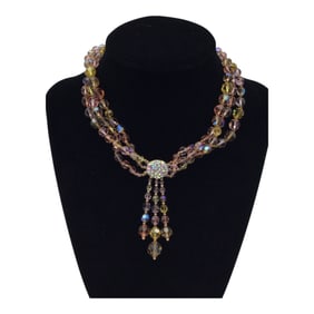 Swarovski Swan Signed Beaded Crystal Necklace