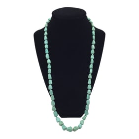 Vintage Chinese Export Silver Closure Turquoise Beaded Necklace