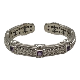Judith Ripka 925 Bangle Bracelet with Amethyst
