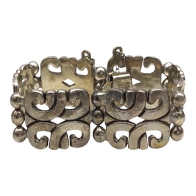 Vintage 925 MWS Mark Wasserman Samara Sterling Silver Panel Link Bracelet