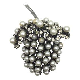 Vintage Large Vendome Rhinestone and Pearl Acorn Brooch