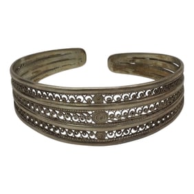 Vintage Sterling Silver Filigree Cuff Bracelet