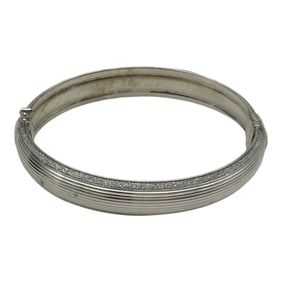 925 Milor Italy Hinged Bangle Bracelet with Cz's