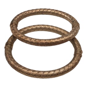 Jacmel JCM 925 Gold Vermeil Weaved Hinged Bangle Bracelet Set of 2