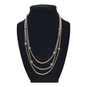 Judith Ripka 925 Cz Triple Row Necklace