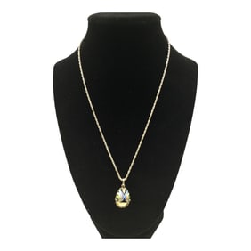 Vintage 925 Enamel Egg Shaped Pendant with Necklace