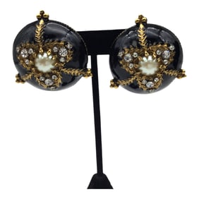Jay Strongwater Enamel and Rhinestone Clip On Earrings