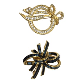 Lot of 2 Nolan Miller Rhinestone Brooches