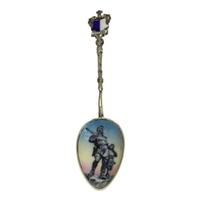 Vintage 800 Silver Luzern Enameled Spoon/Brooch
