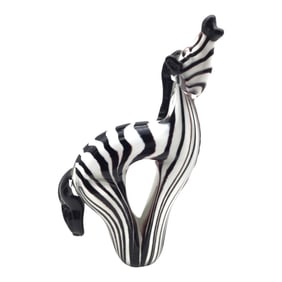 Hand Blown Studio Art Glass Zebra Sculpture