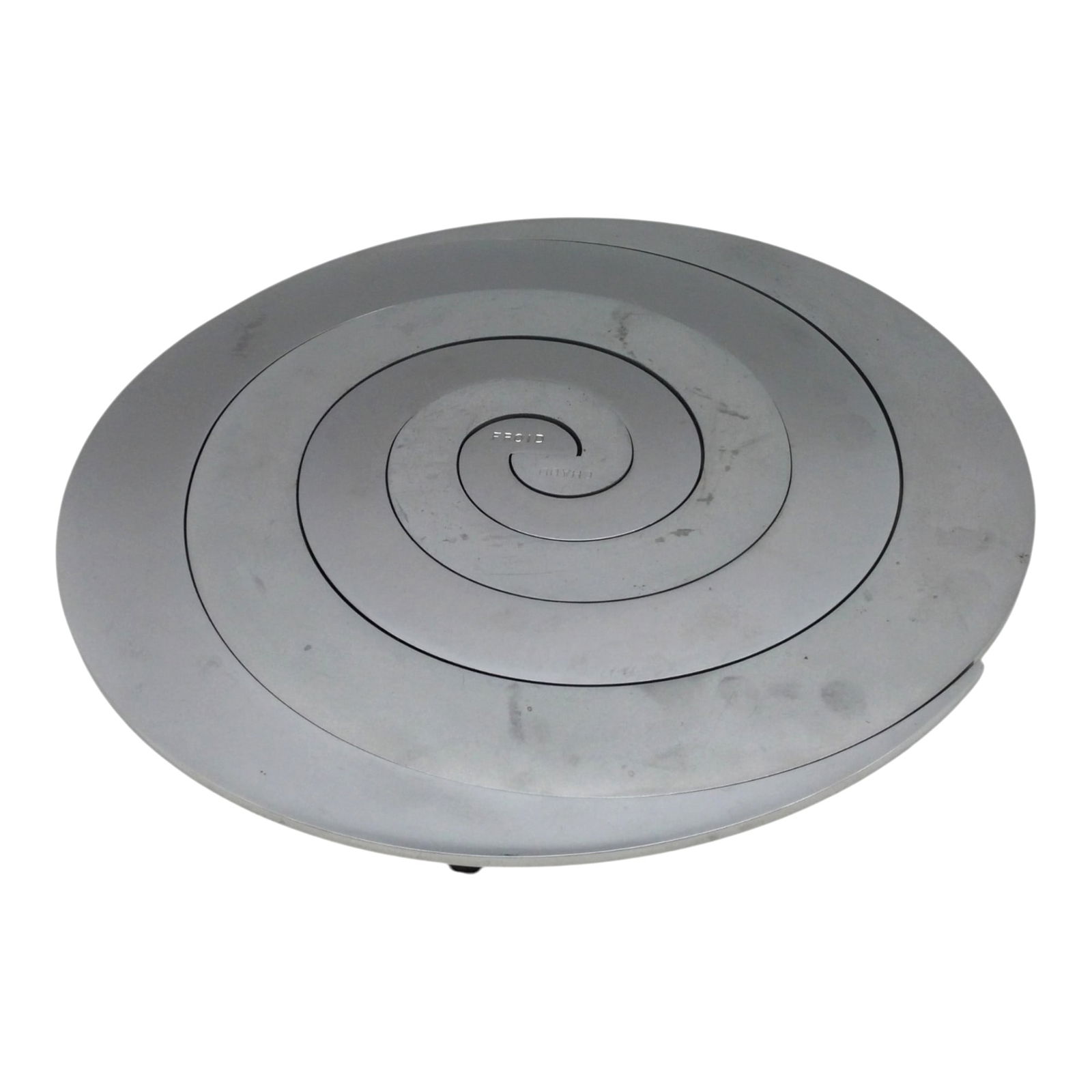 Pair French Steel Interlocking Spiral Trivets: Pair French Interlocking Spiral Trivets made of matte and glossy,Chrome-plated and lacquered steel. Approx. 0.25 inches tall x 10 across, 3.14 lbs.