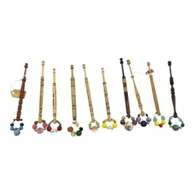 Lot of 10 Wood Lace Bobbins