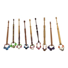 Lot of 9 Wood Lace Bobbins