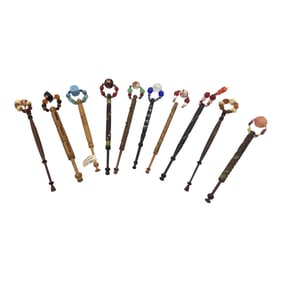 Lot of 10 Wood Lace Bobbins