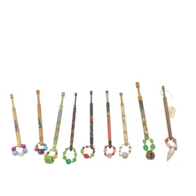 Lot of 9 Wood Lace Bobbins