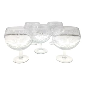 Set of 5 Tiffany and Co. Crystal Water Goblets