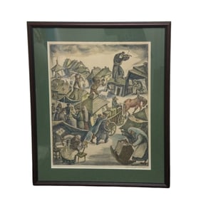 Chaim Goldberg (Polish-Israeli-American, 1917-2004) Hand Colored Litho 'Fiddler on the Roof'