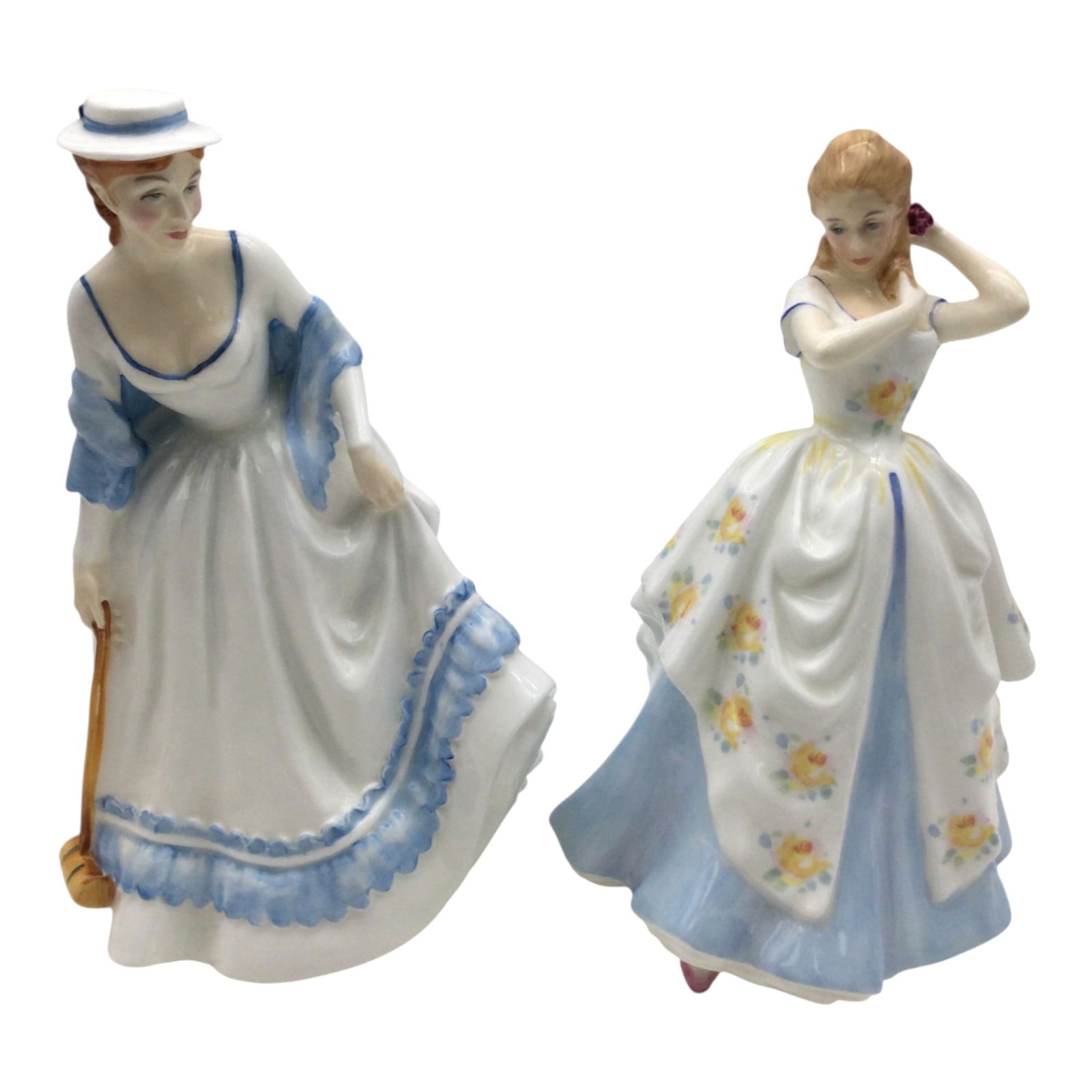 Pair Royal Doulton 1980's Bone China Figurines: Pair Royal Doulton 1980's Bone China Figurines. 'Summertime' HN3137 Collector Club Exclusive Issued 1987, designed by Pauline Parsons. 'Laura' HN2960 Introduced 1982-1994, designed by Pauline Parsons.