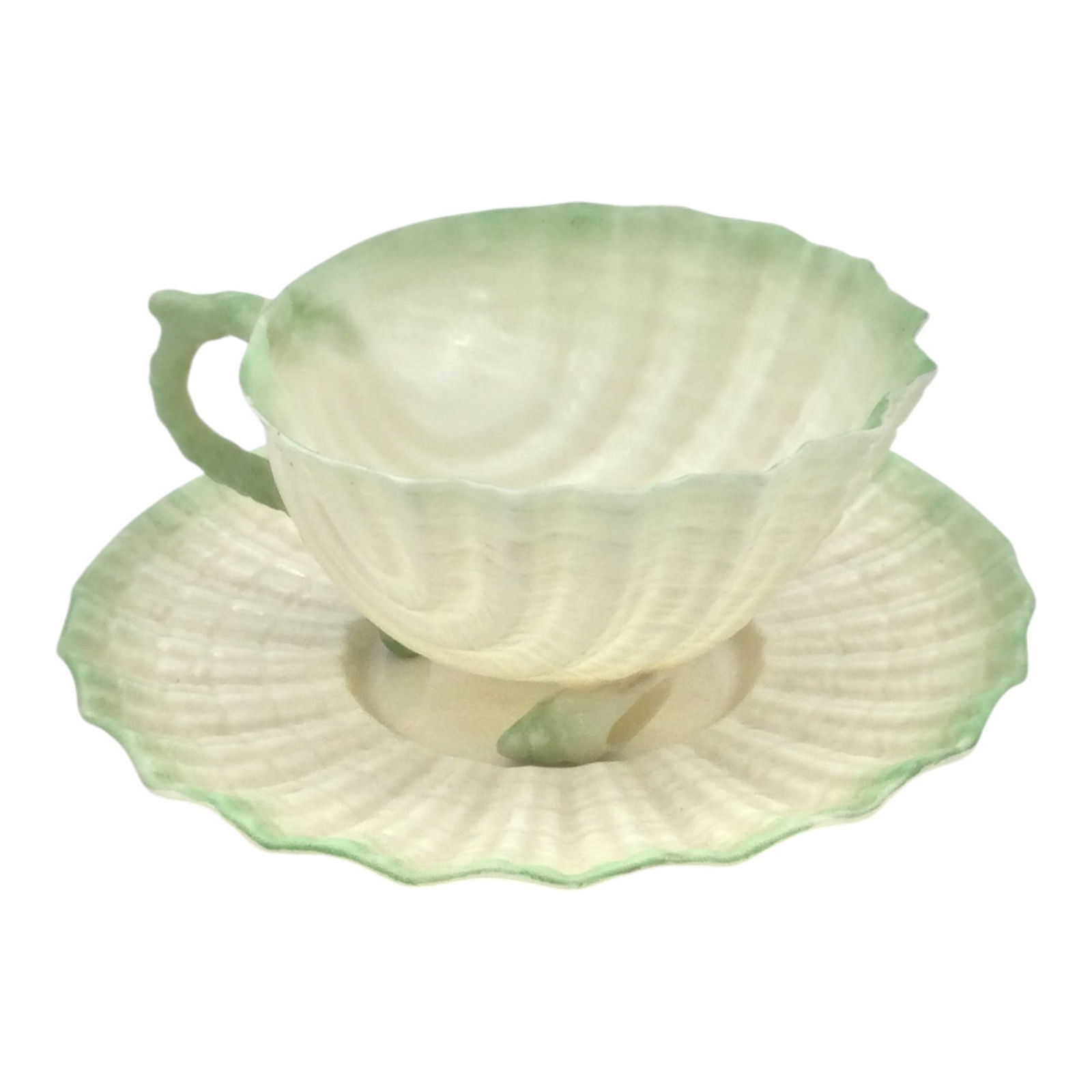 Ireland. c. 1891-1926 Belleek Neptune Cup & Saucer (1 of 5)