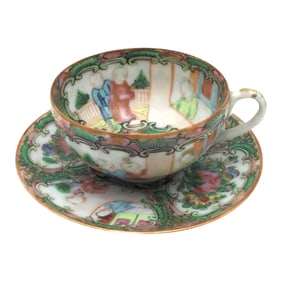 Chinese Rose Medallion Tea Cup and Saucer