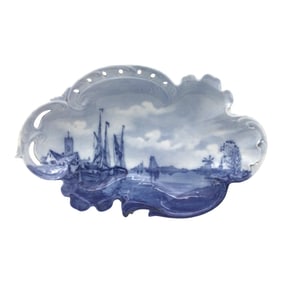 German RC Savoy Delft Rosenthal Hand-Painted Pierced Bowl