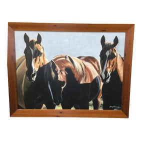 Signed Jerry McAdams (Texas, 20th/21th century) Equestrian Acrylic on Canvas