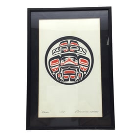 Clarence Wells (1950 - 2025) Signed and Dated 'Raven' Native American Art