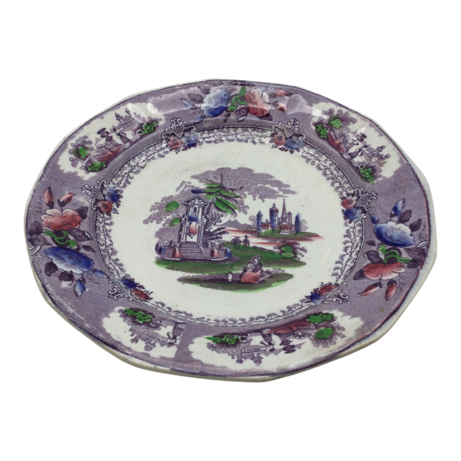 John Thomson Annfield Pottery Andalusia Plate: John Thomson Annfield Pottery Andalusia Mulberry Plate c. 1840's. Approx. 8.75 inches across, 14.4 oz.