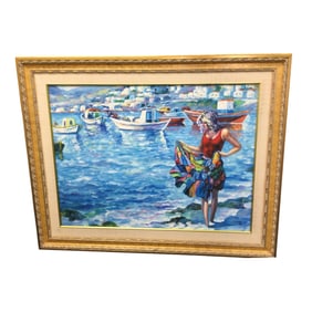 Signed P. Whitman Oil on Canvas 'En La Orilla'