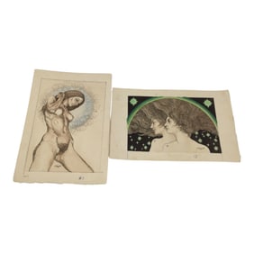 Pair Fred Bugg III Handpainted Lithograghs