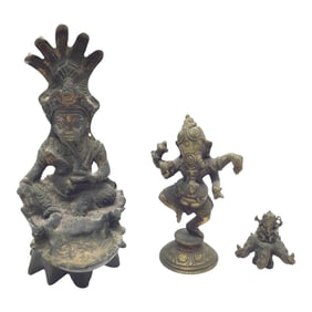 Lot of 3 Brass Ganesh Statues