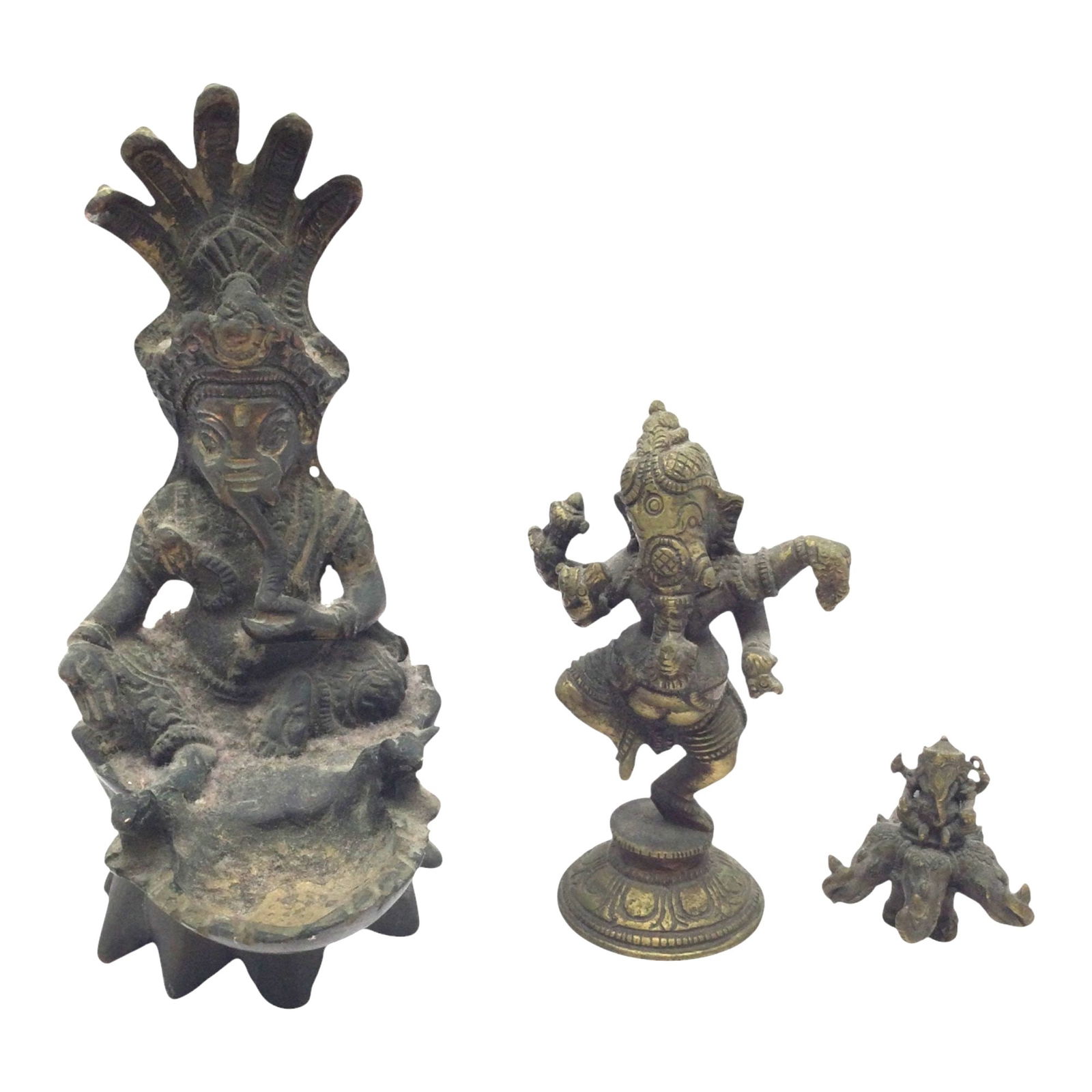 Lot of 3 Brass Ganesh Statues (1 of 12)