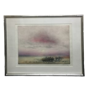 KAIKO MOTI (French/Indian, 1921 - 1989) Signed and Numbered AQUATINT on Paper Landscape