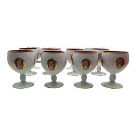 Lot of 12 Hand Painted Cameo Goblets