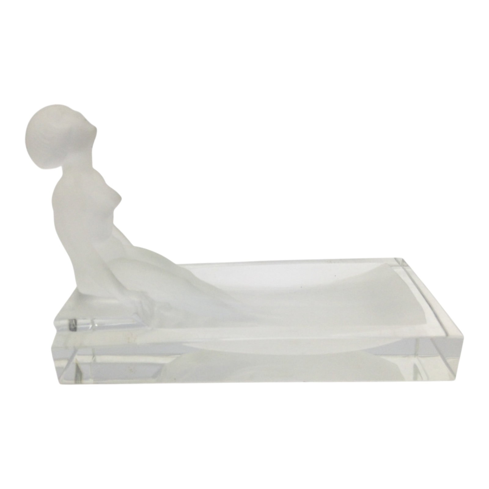Densa Bohemian Lady in Bath Glass Figurine: Densa, Bohemian, made in Czech., Lady in Bath Figurine frosted to clear glass. Approx. 4 inches tall x 5.75 wide x 2.75 deep, 1.1 lbs.