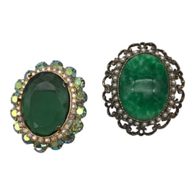 Lot of 2 Large Vintage Brooch/Pendants