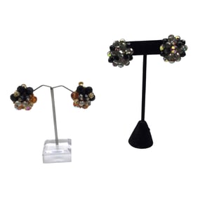 Vintage Lot of Clip on Earrings, 2 pairs Signed