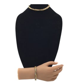 Vintage Trifari Tri-Color Braided Necklace and Bracelet Set