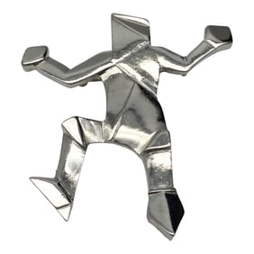Vtg. Silver Cubist Man Brooch In The Manner of Van Wyk