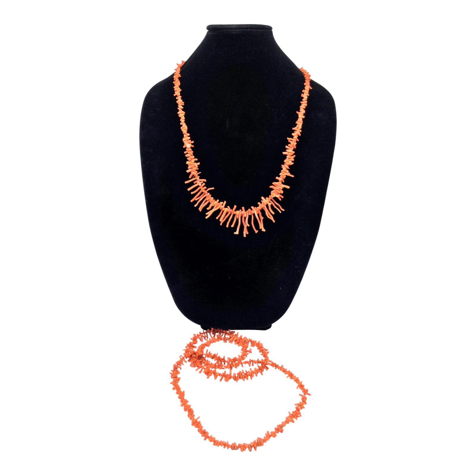 Vtg. Lot of 2 Red Coral Branch Necklaces (1 of 3)