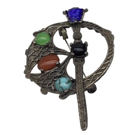 Vintage Signed  Celtic Brooch