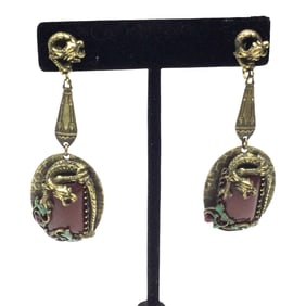 Vintage Oriental Style Screw Back Earrings