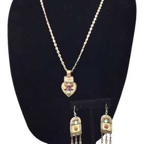 Vintage Sterling Silver Necklace and Earring Set Signed DL