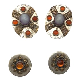 Vintage DL Signed Sterling Silver Earrings lot of 2