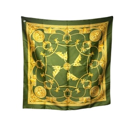 Vintage Italian Silk Scarf W/Medussa Medallion center