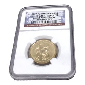 2007 P John Adams Dollar Mint Error NGC MS 64