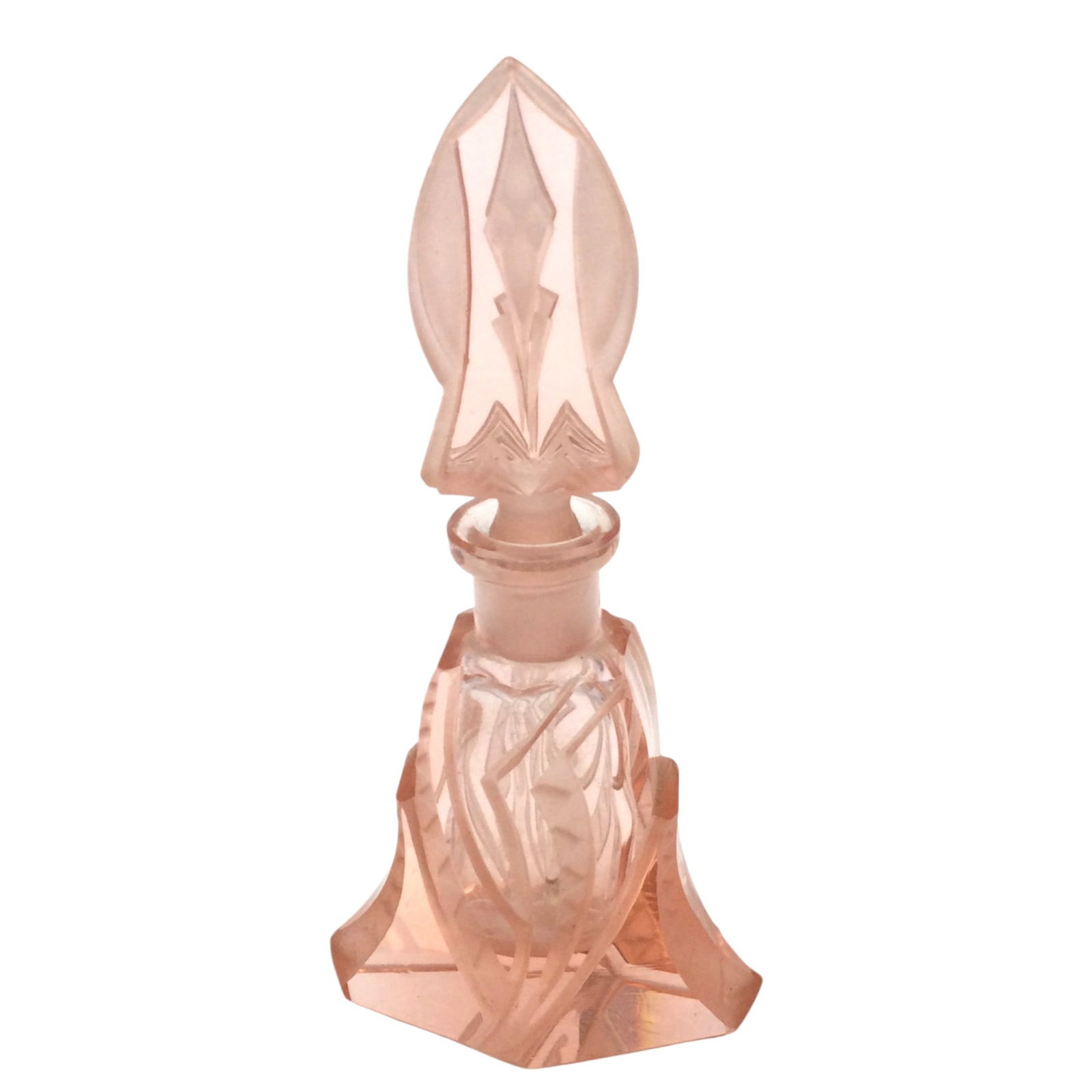 Czech Pink Glass Perfume Bottle (1 of 4)