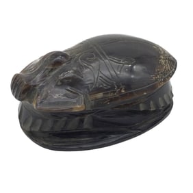 Vintage Carved Horn Scarab Shaped Paperweight