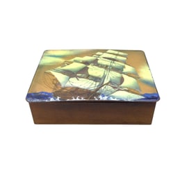 D. Sigal Signed Enamel on Copper Lidded Trinket Box