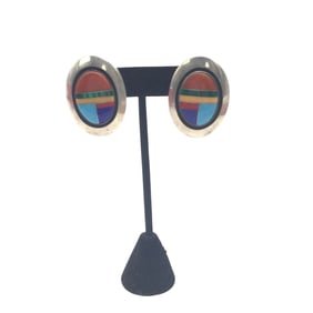 MS Signed Sterling Silver Clip-on Southwestern Earrings